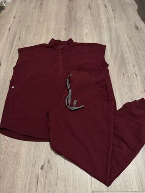 FIGS burgundy scrubs set